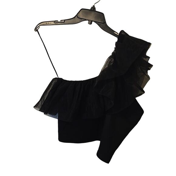 New Anthropologie Sunday in Brooklyn One-Shoulder Top $78 LARGE PETITE Black - Picture 9 of 10